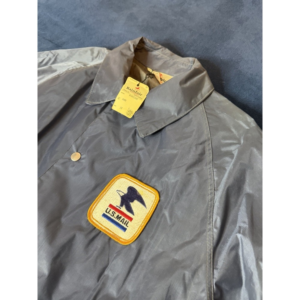 Vtg 1970s Rainfair Mailman Rain Jacket Mens Medium Navy Blue US Mail Postal Rare